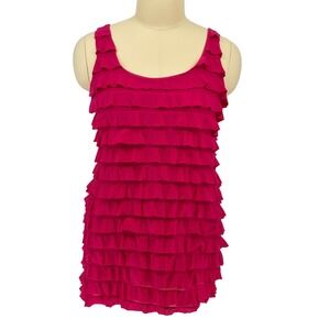 INGO Mini Dress Magenta Tiered Ruffle Sleeveless Knit 1X